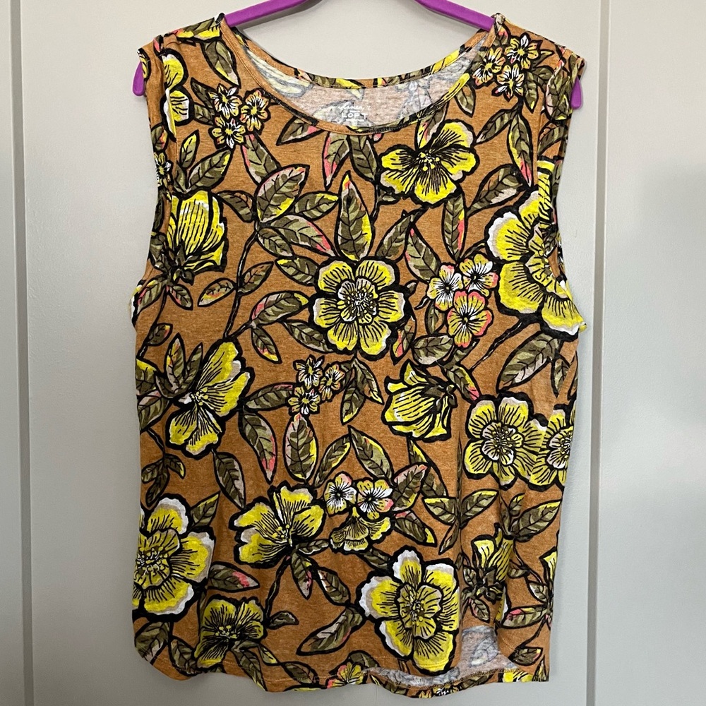 LOFT 100% Linen Floral Top